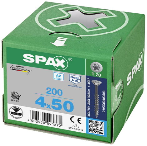SPAX SPAX Seko-T-Tg 197000400503 Facsavar 4 mm 50 mm Torx, E TORX 88091 Nemesacél V2A Rozsdamentes 2 3. kép