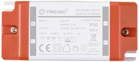 LED transzformátor Állandó feszültségű Fényerő-szabályozó nélkül, Túlterhelés elleni védelem 1 db 2. kép