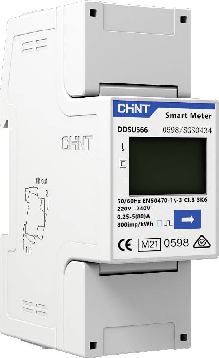 Digitális egyfázisú fogyasztásmérő 220/230V 5(80)A RS485 2P MID, Chint G DDSU666 2. kép