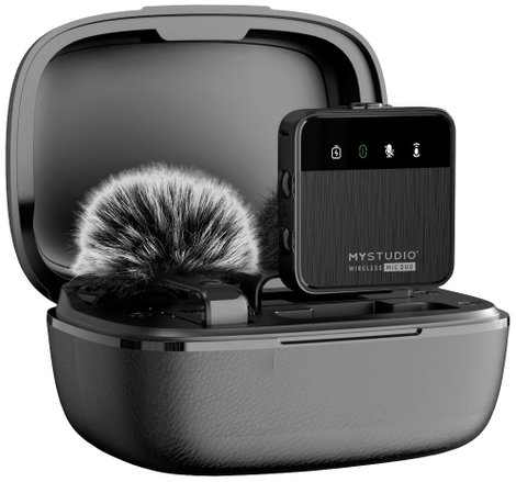 Easypix MyStudio® Wireless Mic Duo Rátűzhető Stúdió mikrofon Átviteli mód:Vezetékes, Rádiójel vezérl
