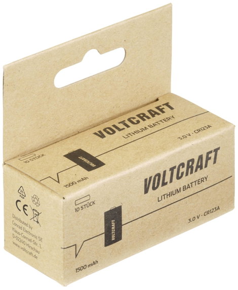 VOLTCRAFT CR123A 10pcs CR-123A Fotóelem Lítium 1500 mAh 3 V 10 db 3. kép