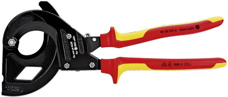 Knipex KNIPEX 95 36 315 A Racsnis kábelvágó Alkalmas (csupaszoló technika) vasalt kábel 45 mm 380 mm 2. kép