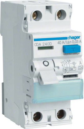 Hager CDA240D CDA240D Hibaáram védőkapcsoló 1 fázisú 2 pólusú 40 A 0.03 A