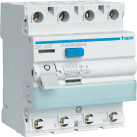 Hager CDA425D CDA425D Hibaáram védőkapcsoló 4 pólusú 25 A 0.03 A