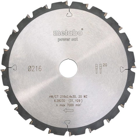 Metabo power cut wood professional 628230000 Körfűrészlap 216 mm 1 db