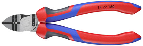 Huzalcsupaszító-oldalcsípőfogó, lágy/közepes huzal: 2,5/1,5 mm, Knipex 14 22 160 3. kép