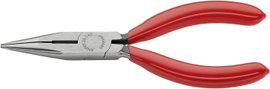 Fél-kerek csőrű fogó vágóéllel (Rádiófogó) 140 mm, hegyes, lapos pofa, Knipex 25 01 140