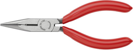 Fél-kerek csőrű fogó vágóéllel (Rádiófogó) 140 mm, hegyes, lapos pofa, Knipex 25 01 140 3. kép