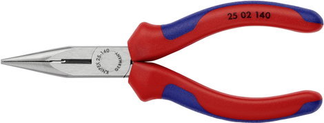 Fél-kerek csőrű fogó vágóéllel (Rádiófogó) 140 mm, hegyes, lapos pofa, Knipex 25 02 140 2. kép