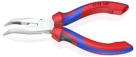 Fél-kerek csőrű fogó vágóéllel (Rádiófogó) 160 mm, hegyes, lapos pofa, Knipex 25 25 160 2. kép
