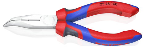 Fél-kerek csőrű fogó vágóéllel (Rádiófogó) 160 mm, hegyes, lapos pofa, Knipex 25 25 160 3. kép