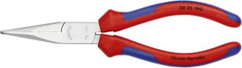 Hosszúcsőrű fogó 190 mm, hosszú, fél kerek, fogazott pofa, Knipex 30 25 190