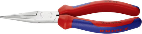 Hosszúcsőrű fogó 190 mm, hosszú, fél kerek, fogazott pofa, Knipex 30 25 190 2. kép