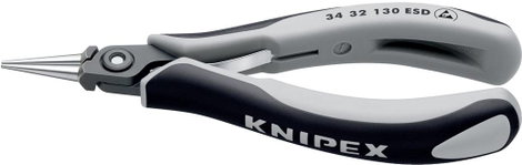 ESD Precíziós-elektronikai markoló fogó 135 mm, kerek, hegyes pofa, Knipex 34 32 130 ESD 2. kép