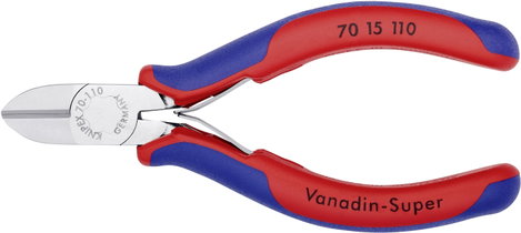 Oldalcsípőfogó, lágy/közepes/kemény huzal max.: Ø 3/2/1,2 mm, Knipex 70 15 110