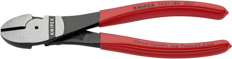 Erőkímélő oldalcsípőfogó, közepes/kemény/zongora huzal max.: Ø 3,8/2,7/2,2 mm, Knipex 74 01 180 4. kép