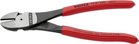Erőkímélő oldalcsípőfogó, közepes/kemény/zongora huzal max.: Ø 4,2/3/2,5 mm, Knipex 74 01 200 4. kép