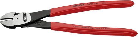 Erőkímélő oldalcsípőfogó, közepes/kemény/zongora huzal max.: Ø 4,6/3,5/3 mm, Knipex 74 01 250