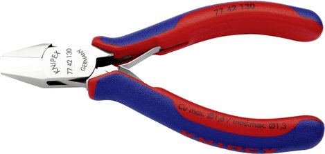 Elektronikai oldalcsípőfogó, lágy/közepes huzal max.: Ø 1,6/1,3 mm, Knipex 77 42 130 2. kép