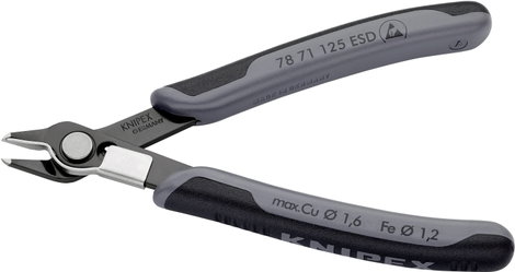 ESD hegyescsőrű elektronikai csípőfogó 125 mm Knipex Super-Knips 78 71 125 ESD
