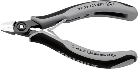 ESD precíziós elektronikai oldalcsípő fogó, hegyes fejű 125 mm Knipex 79 32 125 ESD 2. kép