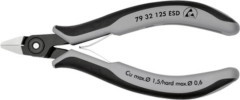 ESD precíziós elektronikai oldalcsípő fogó, hegyes fejű 125 mm Knipex 79 32 125 ESD 4. kép
