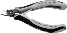 ESD Precíziós-elektronikai oldalcsípőfogó, hegyes fej, lágy/közepes huzal max.: Ø 1,5/0,8 mm, Knipex