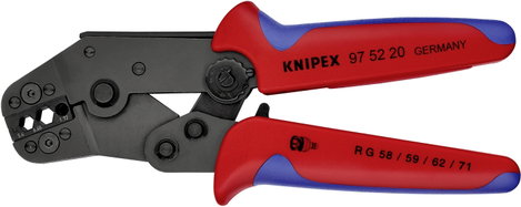 Krimpelő fogó 195 mm, rövid kiviteli alak, KOAX-, BNC-, TNC-dugaszoló csatlakozókhoz, Knipex 97 52 2 2. kép