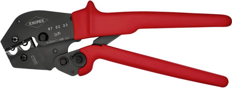 Krimpelő fogó kétkezes kezelésre is 250 mm, szigeteletlen kábelsaruk + dugaszoló csatlakozó, Knipex 5. kép