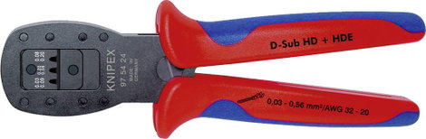 Krimpelő fogó miniatűr dugóhoz, párhuzamos krimpelés, barnított, D-SUB, HD 20 HDE dugó, Knipex 97 54 3. kép