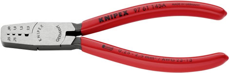 Krimpelő fogó érvéghüvelyekhez 145 mm, polírozott fej, Knipex 97 61 145 A