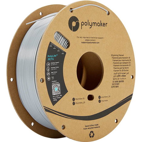 Polymaker PB01003 PolyLite 3D nyomtatószál PETG hőálló, nagy szakítószilárdság 1.75 mm 1000 g Szürke