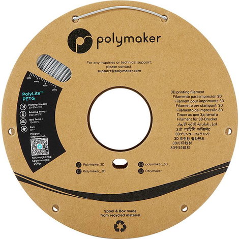 Polymaker PB01003 PolyLite 3D nyomtatószál PETG hőálló, nagy szakítószilárdság 1.75 mm 1000 g Szürke 2. kép