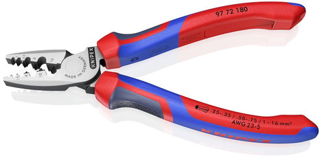 Krimpelő fogó érvéghüvelyekhez 180 mm, polírozott fej, Knipex 97 72 180 2. kép