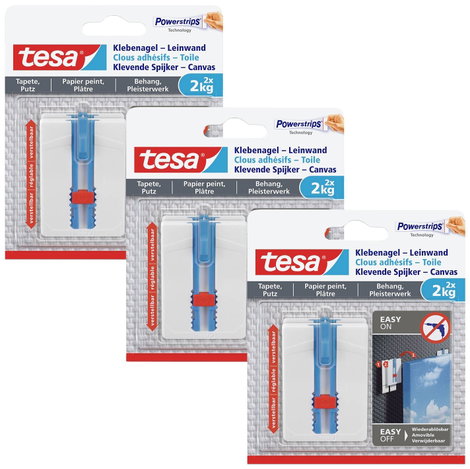 tesa tesa® öntapadó köröm tapéta és gipsz 3 db-os csomagban - állítható magasságú - öntapadó köröm - 2. kép