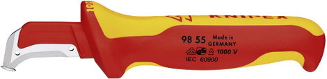 VDE kábelcsupaszító kés 155 mm, csúszósaruval a csúcson Knipex 98 55 3. kép