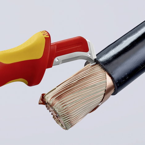 VDE kábelcsupaszító kés 155 mm, csúszósaruval a csúcson Knipex 98 55 4. kép