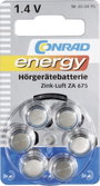 Conrad energy Gombelem ZA 675 1.4 V 6 db 630 mAh Cink-levegő bélyegkép