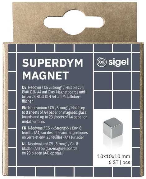 Sigel Neodym mágnes BA192 (H x Sz x Ma) 10 x 10 x 10 mm Kocka Ezüst 6 db BA192 2. kép