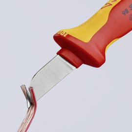 Knipex 98 52 VDE szigetelt kábelkés, kábelcsupaszoló, blankoló