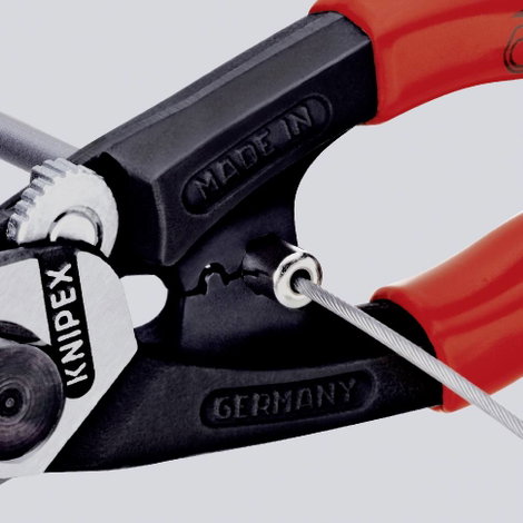 Drótkötélolló 190 mm, kovácsolt, vágóérték: Ø 7 mm, Knipex 95 62 190 6. kép