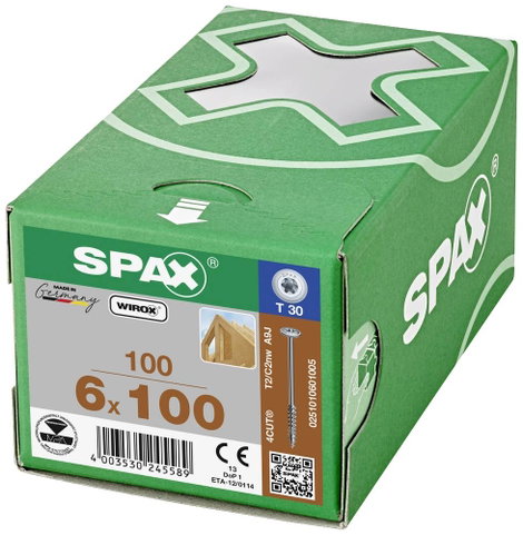 SPAX 251010601005 Facsavar 6 mm 100 mm Torx, E TORX Acél Galvanikusan cinkezett 100 db 3. kép