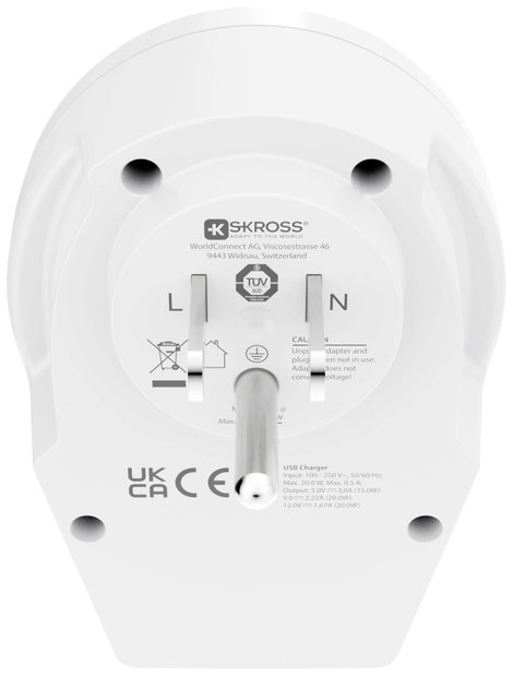 Skross 1.500292 Úti adapter Country Adapter World to US USB C20PD 3. kép