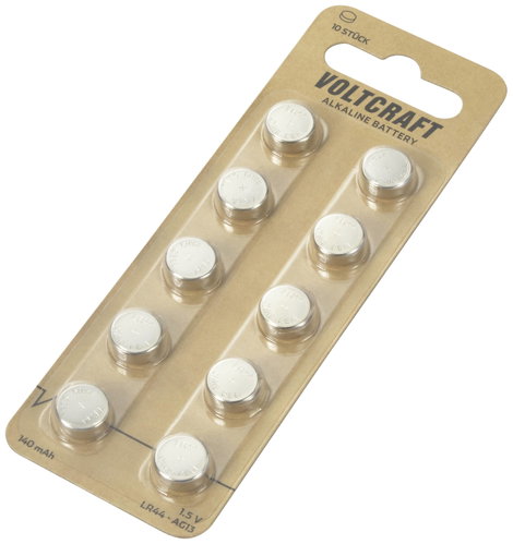 VOLTCRAFT Gombelem LR 44 10 db 140 mAh Alkáli mangán AG13