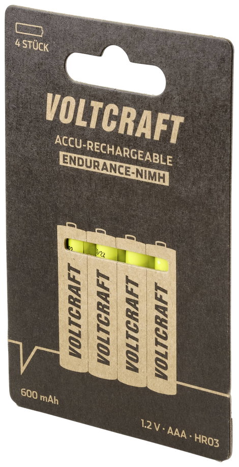 VOLTCRAFT Endurance Mikroakku NiMH 600 mAh 1.2 V 4 db 3. kép