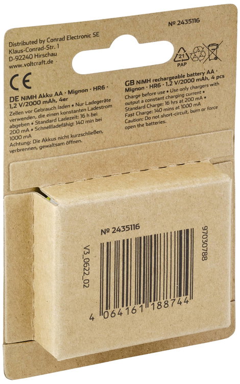 VOLTCRAFT Endurance Ceruzaakku NiMH 2000 mAh 1.2 V 4 db 3. kép