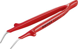 Precíziós szigetelt csipesz, finoman fogazott, 150 mm, hajlított 45°, Knipex 92 37 64