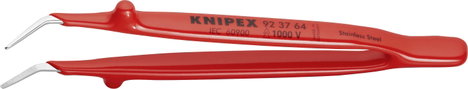 Precíziós szigetelt csipesz, finoman fogazott, 150 mm, hajlított 45°, Knipex 92 37 64 2. kép