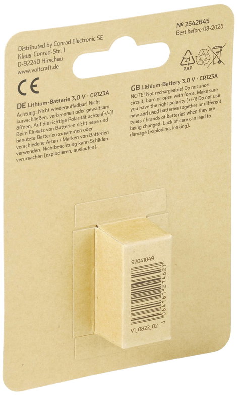 VOLTCRAFT CR123A CR-123A Fotóelem Lítium 1500 mAh 3 V 1 db 3. kép