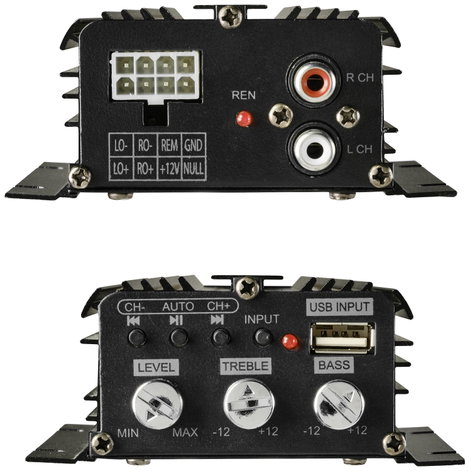 Renkforce RF-CMP-202 2 csatornás végfok 100 W Bluetooth®-/USB hanglejátszás, Hangerő-/basszus-/magas 4. kép